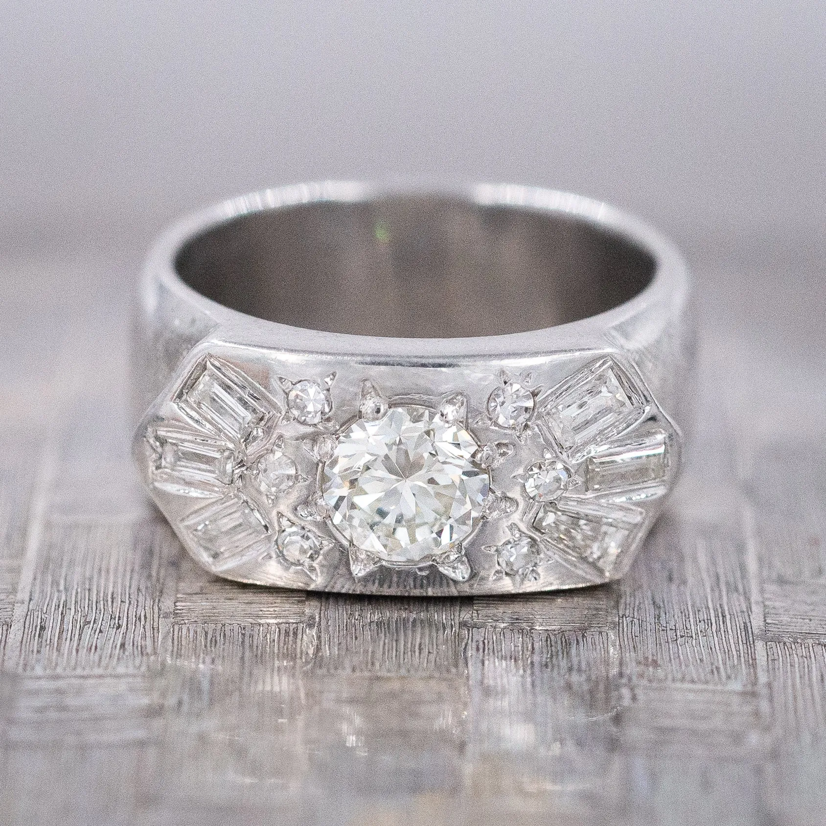 Midcentury .68 Carat Diamond Ring