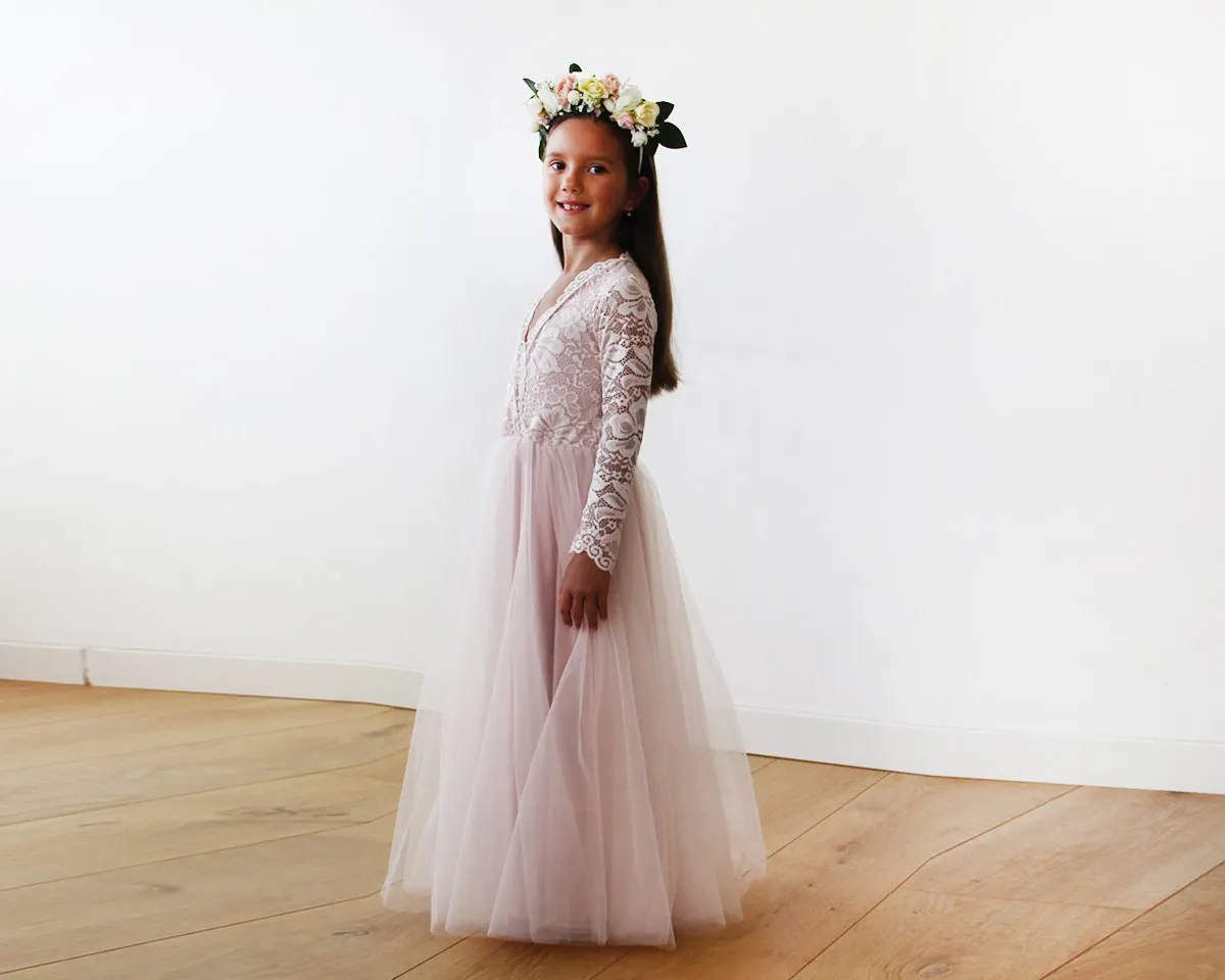 Mini Me Collection Blush  tulle & lace Dress #1125