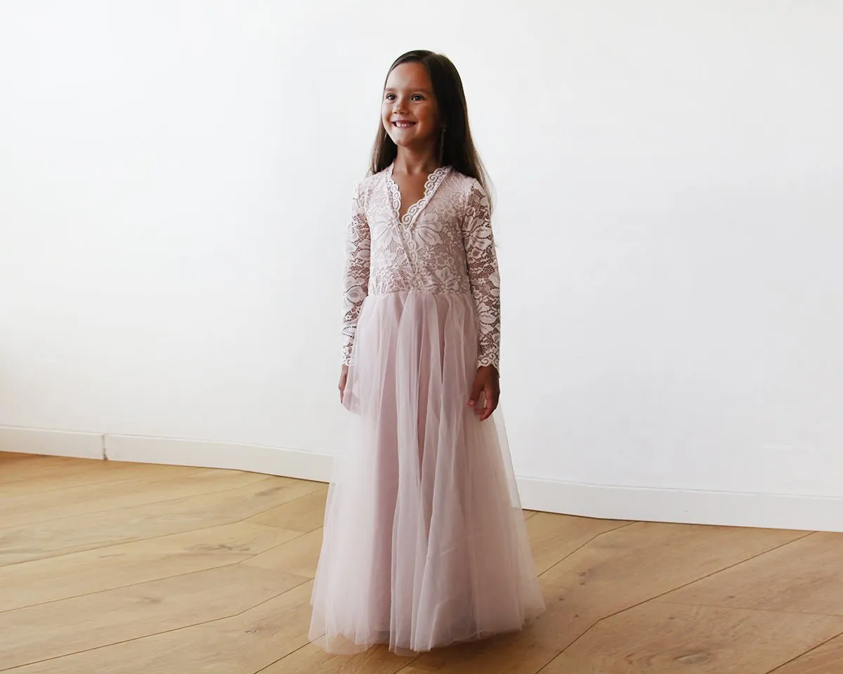 Mini Me Collection Blush  tulle & lace Dress #1125