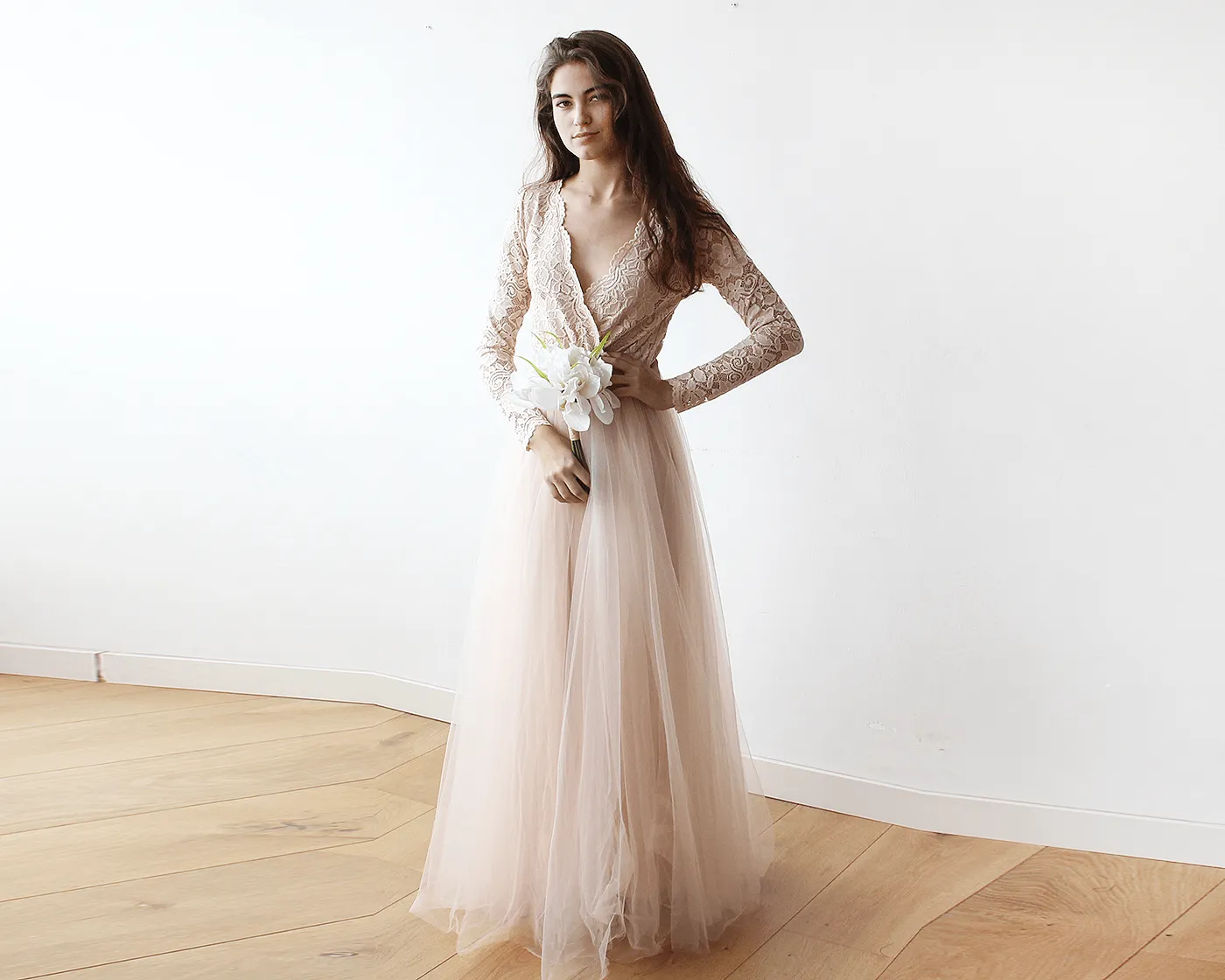 Mini Me Collection Blush  tulle & lace Dress #1125