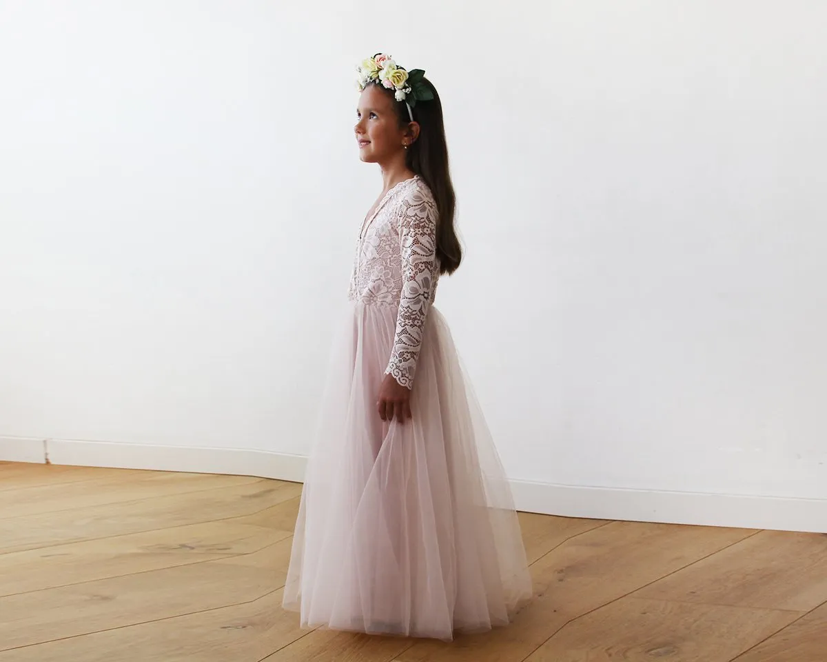 Mini Me Collection Blush  tulle & lace Dress #1125
