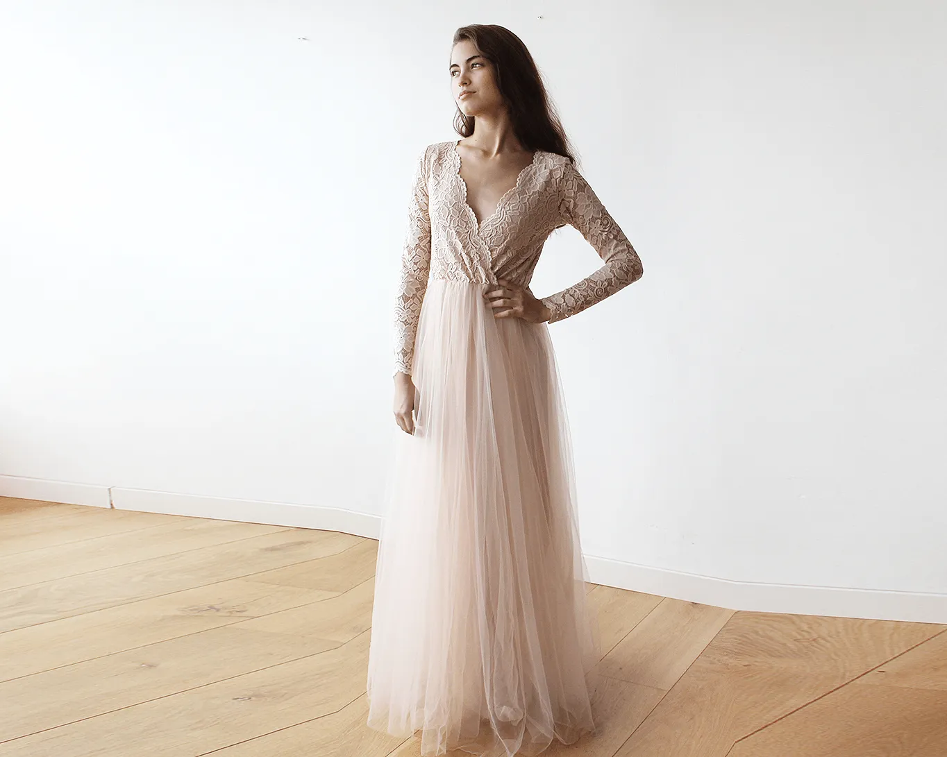 Mini Me Collection Blush  tulle & lace Dress #1125