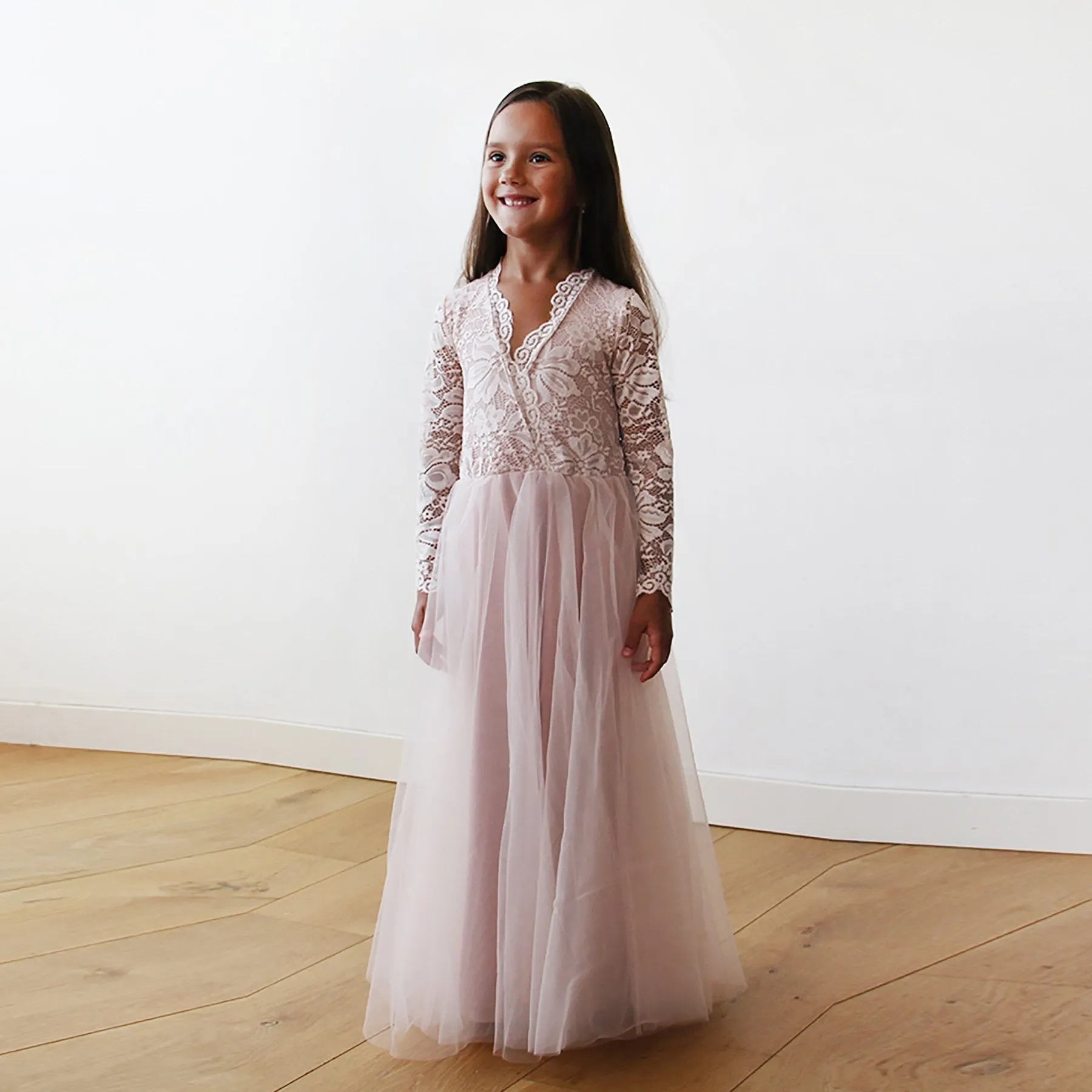 Mini Me Collection Blush  tulle & lace Dress #1125