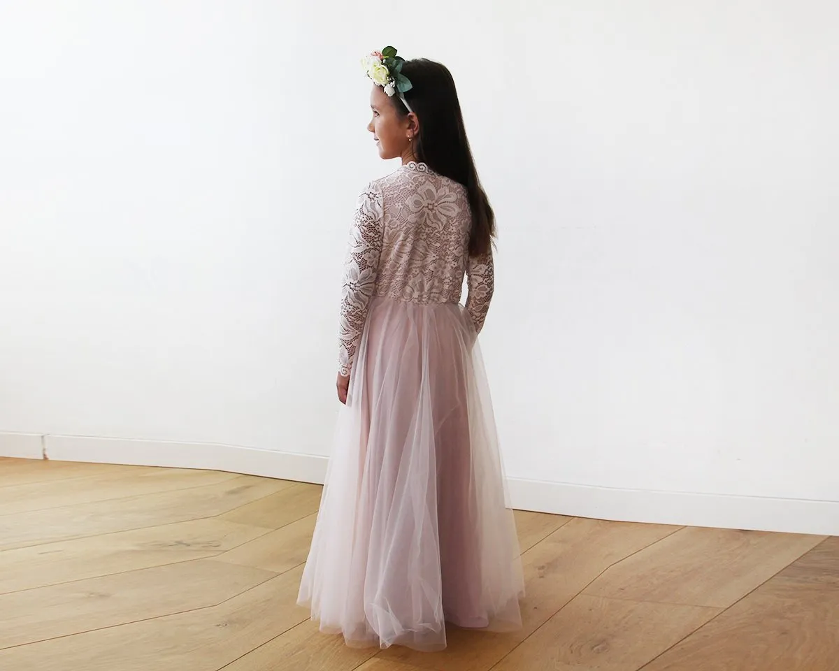 Mini Me Collection Blush  tulle & lace Dress #1125