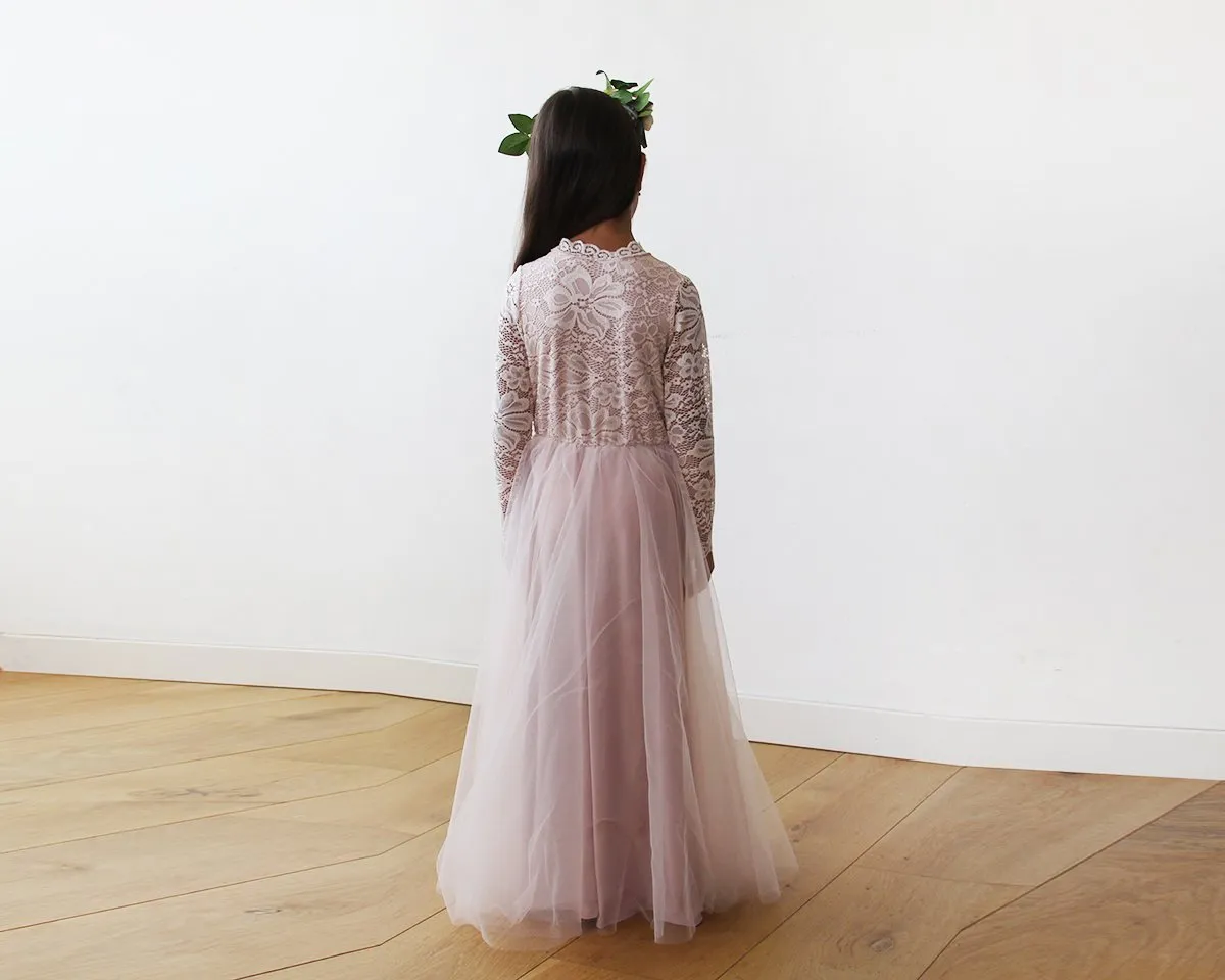 Mini Me Collection Blush  tulle & lace Dress #1125