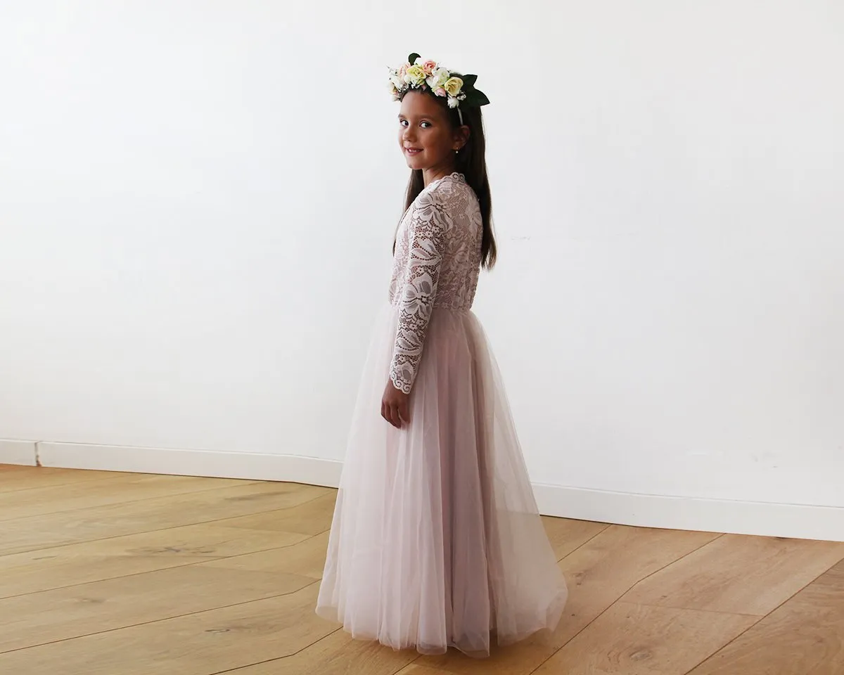 Mini Me Collection Blush  tulle & lace Dress #1125