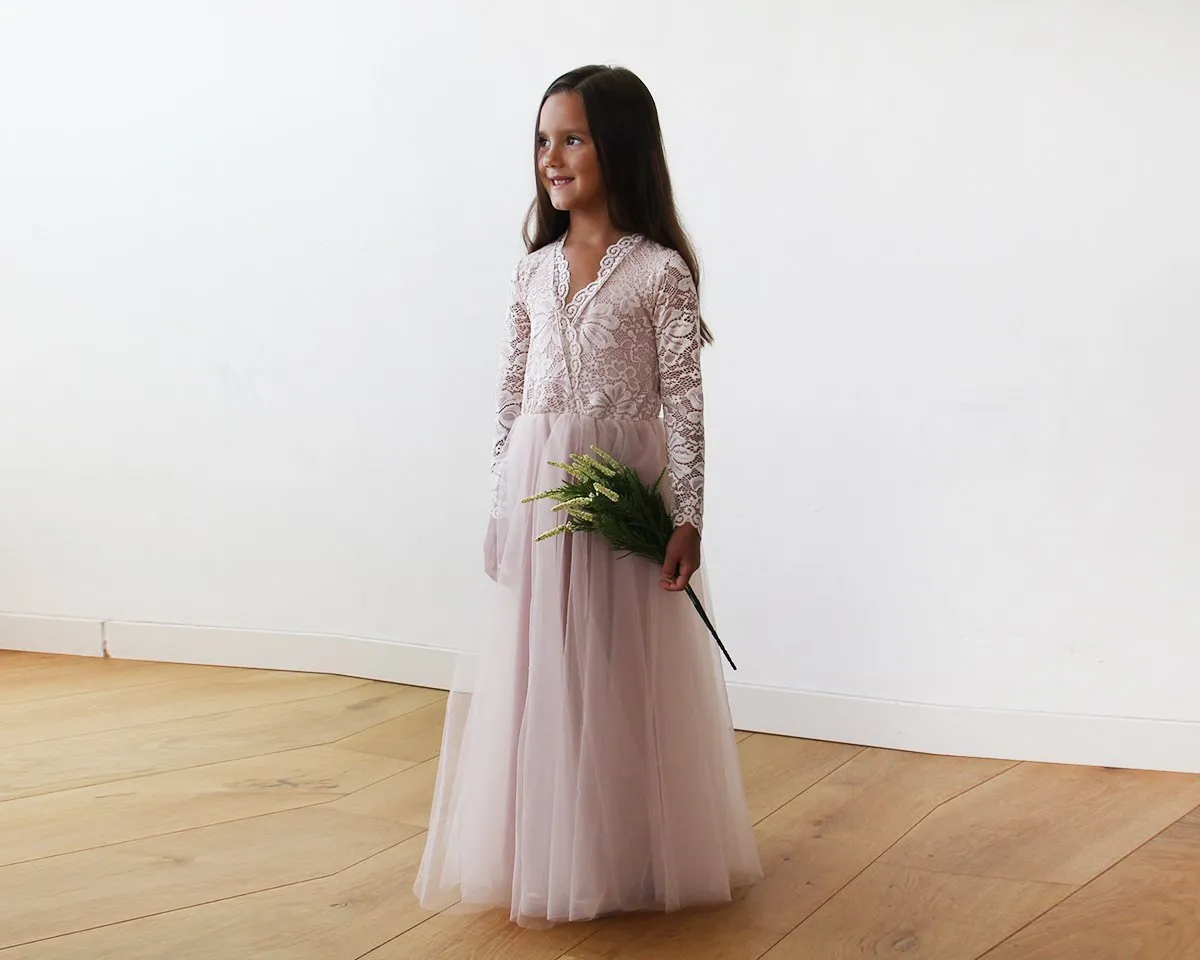 Mini Me Collection Blush  tulle & lace Dress #1125