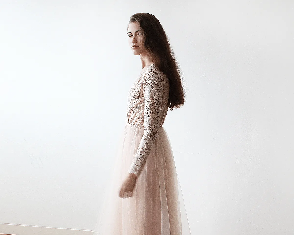 Mini Me Collection Blush  tulle & lace Dress #1125