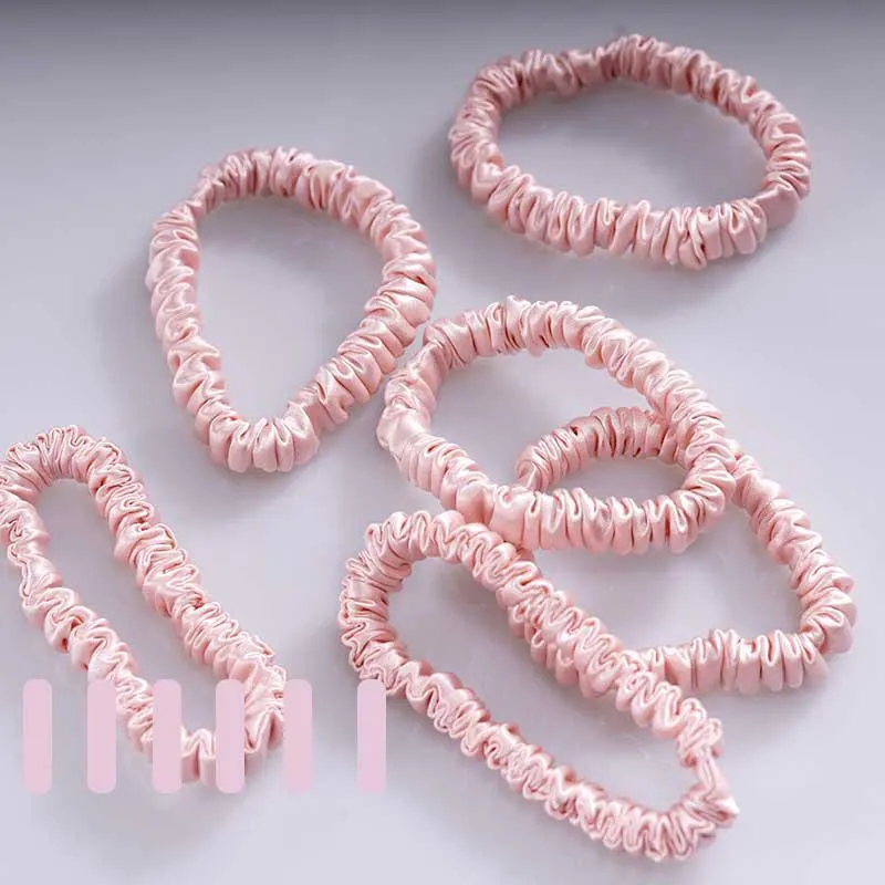 Mini scrunchies silk - Rose Gold - 6 Pack - dropshipping