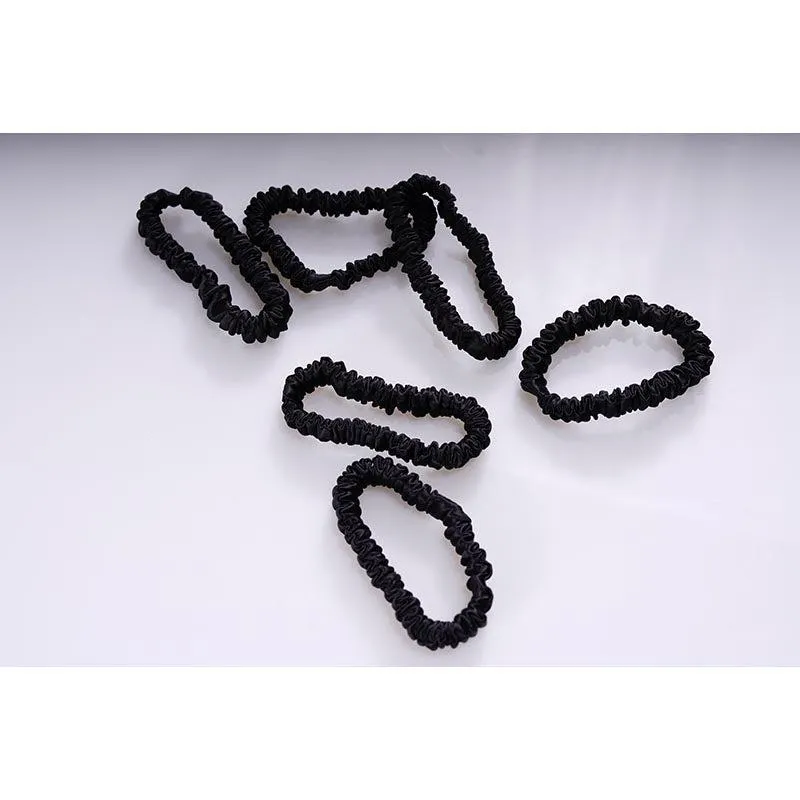 Mini silk scrunchies - Black - 6 pack - dropshipping