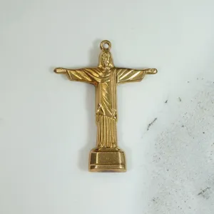 Miniature Christ the Redeemer Statue 18k Gold Charm
