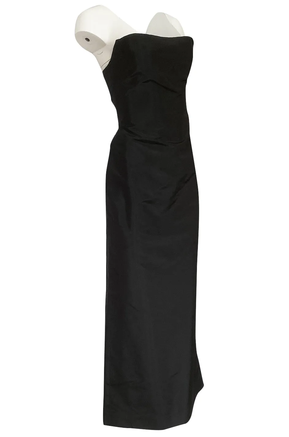 Minimalist 1990s Richard Tyler Couture Strapless Black Silk Dress