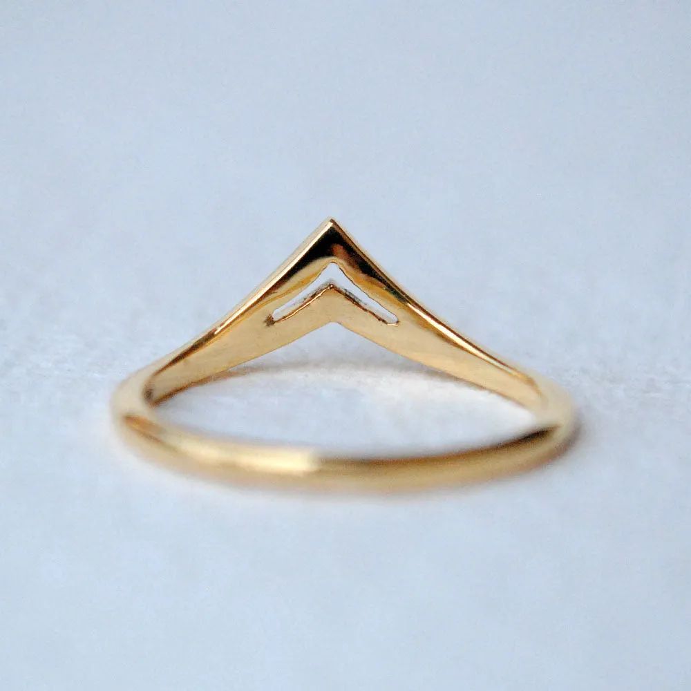 Minimalist Double Chevron Stackable V Ring