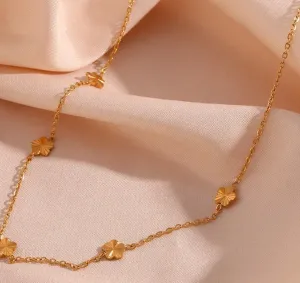 Minimalist Engraved Flower Oval Square Charm Necklace