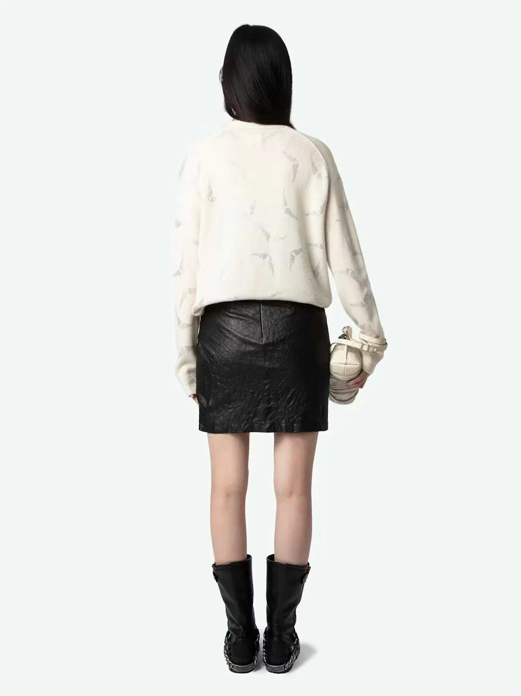 MIRKA DIAMANTE WINGS CASHMERE CARDIGAN IN FLAKE