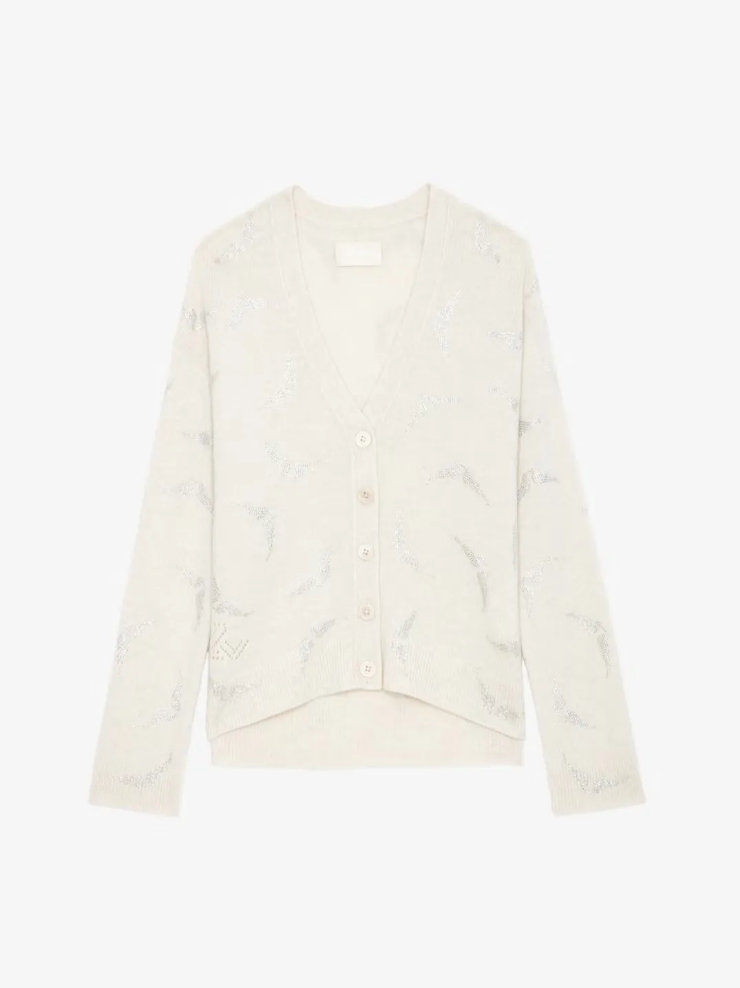 MIRKA DIAMANTE WINGS CASHMERE CARDIGAN IN FLAKE