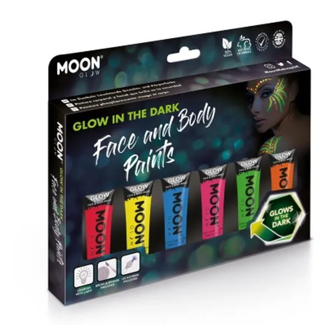 Moon Glow Glow In The Dark Face Paint, Assorted