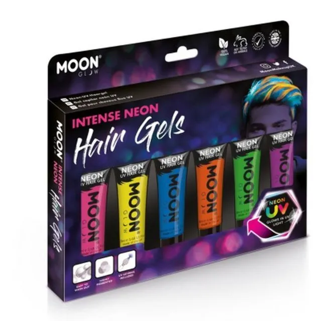 Moon Glow Intense Neon Uv Hair Gel, Assorted