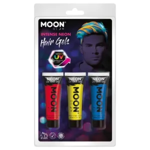 Moon Glow Intense Neon Uv Hair Gel, Red, Yellow, Blue