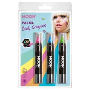 Moon Glow Pastel Neon Uv Body Crayons, Pink, Blue, Green