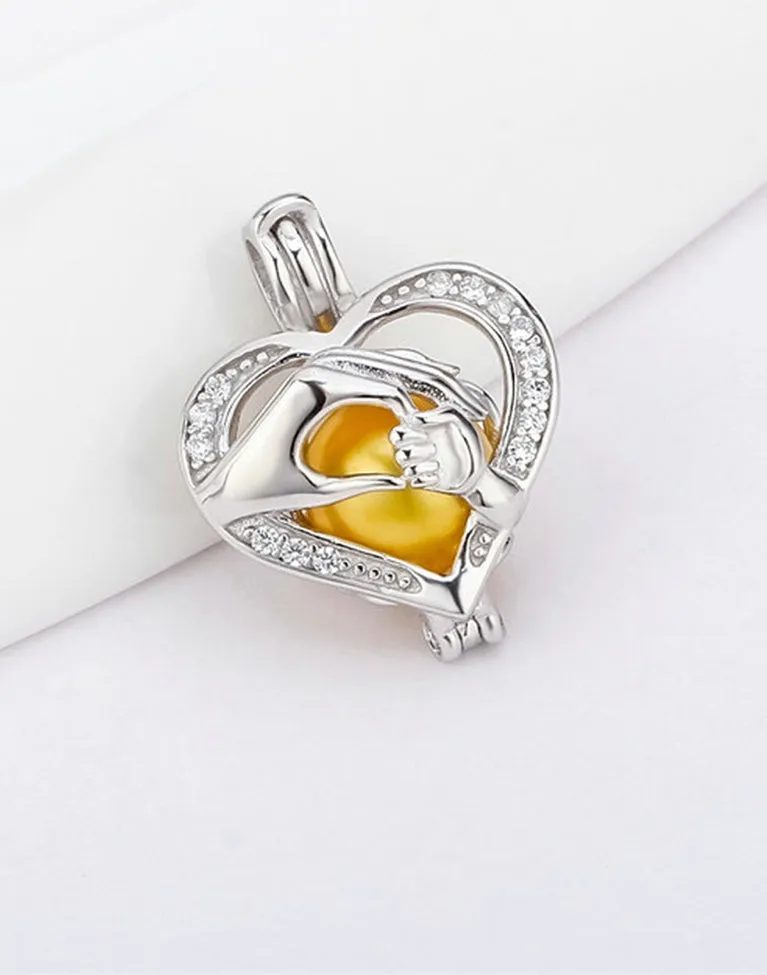 Mothers Love Sterling Silver Cage Necklace Set