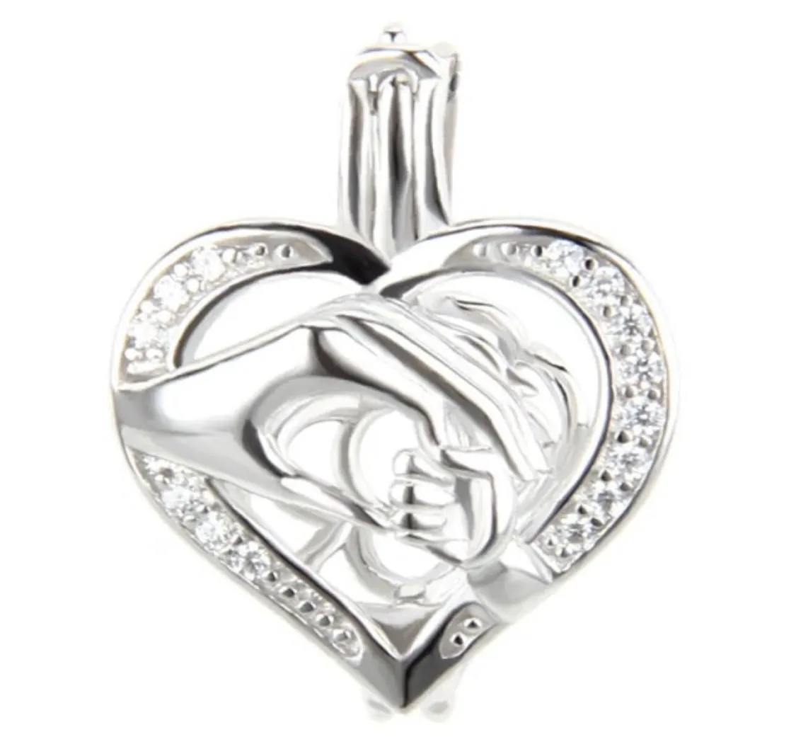 Mothers Love Sterling Silver Cage Necklace Set