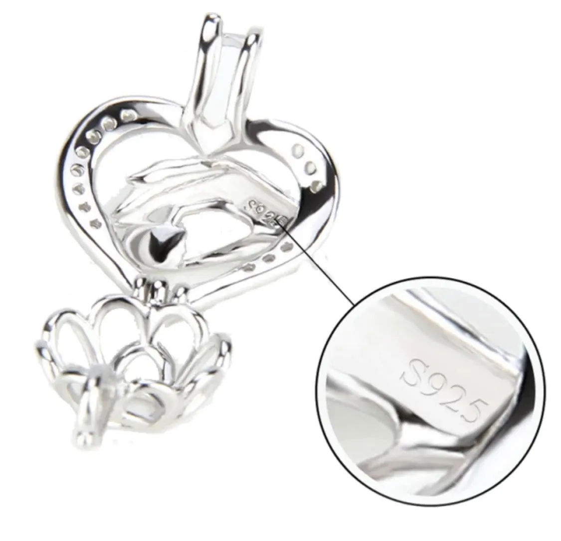 Mothers Love Sterling Silver Cage Necklace Set