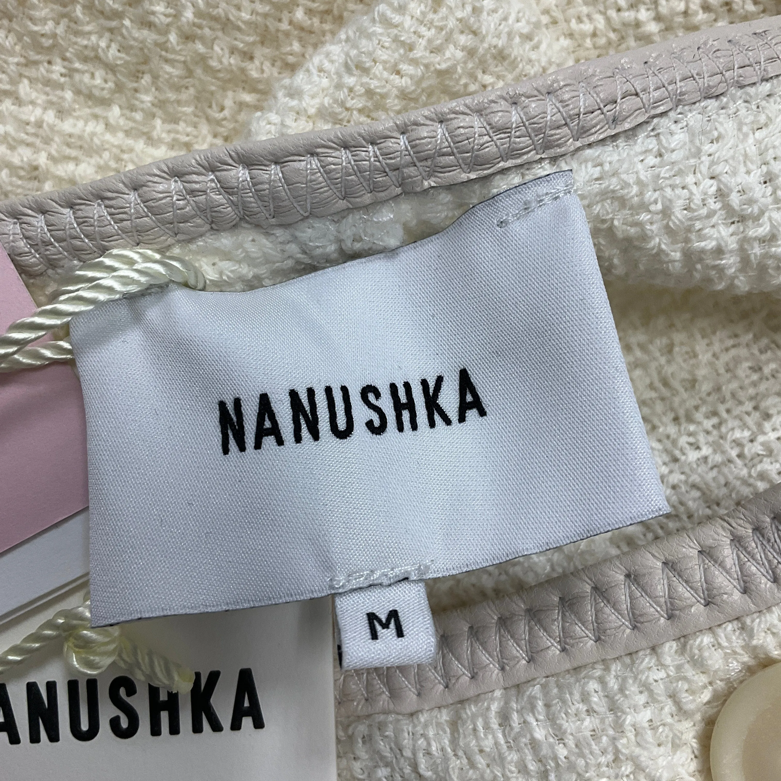 Nanushka White 2020 Rita Rustic Weave Tie-Front Button-down Dress