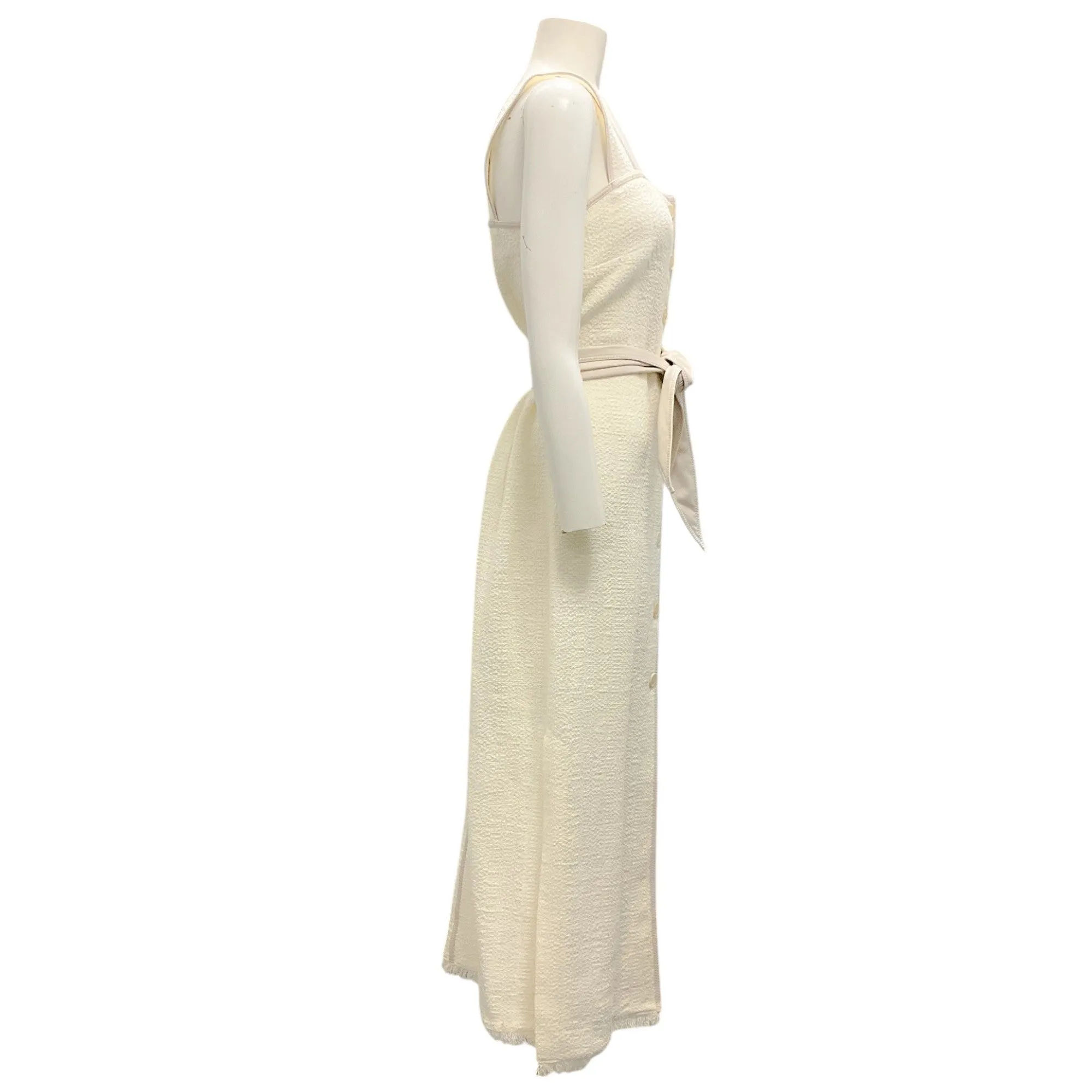 Nanushka White 2020 Rita Rustic Weave Tie-Front Button-down Dress