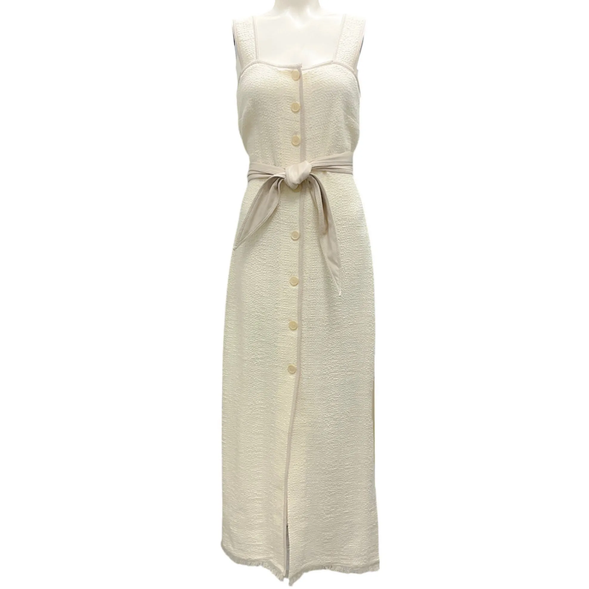 Nanushka White 2020 Rita Rustic Weave Tie-Front Button-down Dress