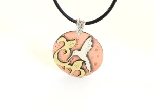 Necklace with Hummingbird and Flowers
