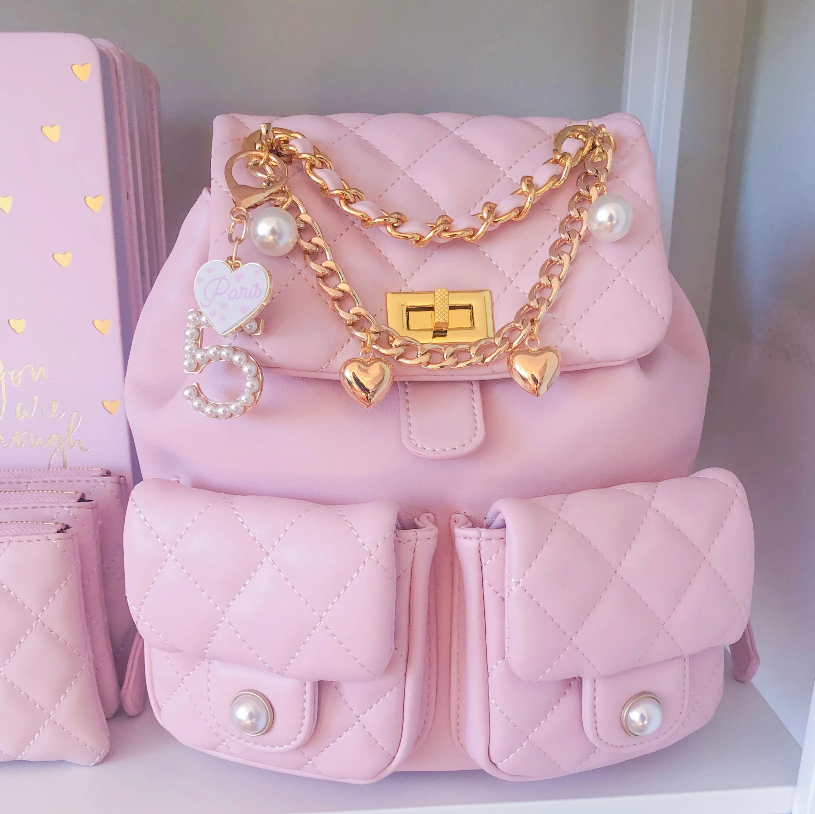 NEW! LUXURY PINK QUILTED BAG