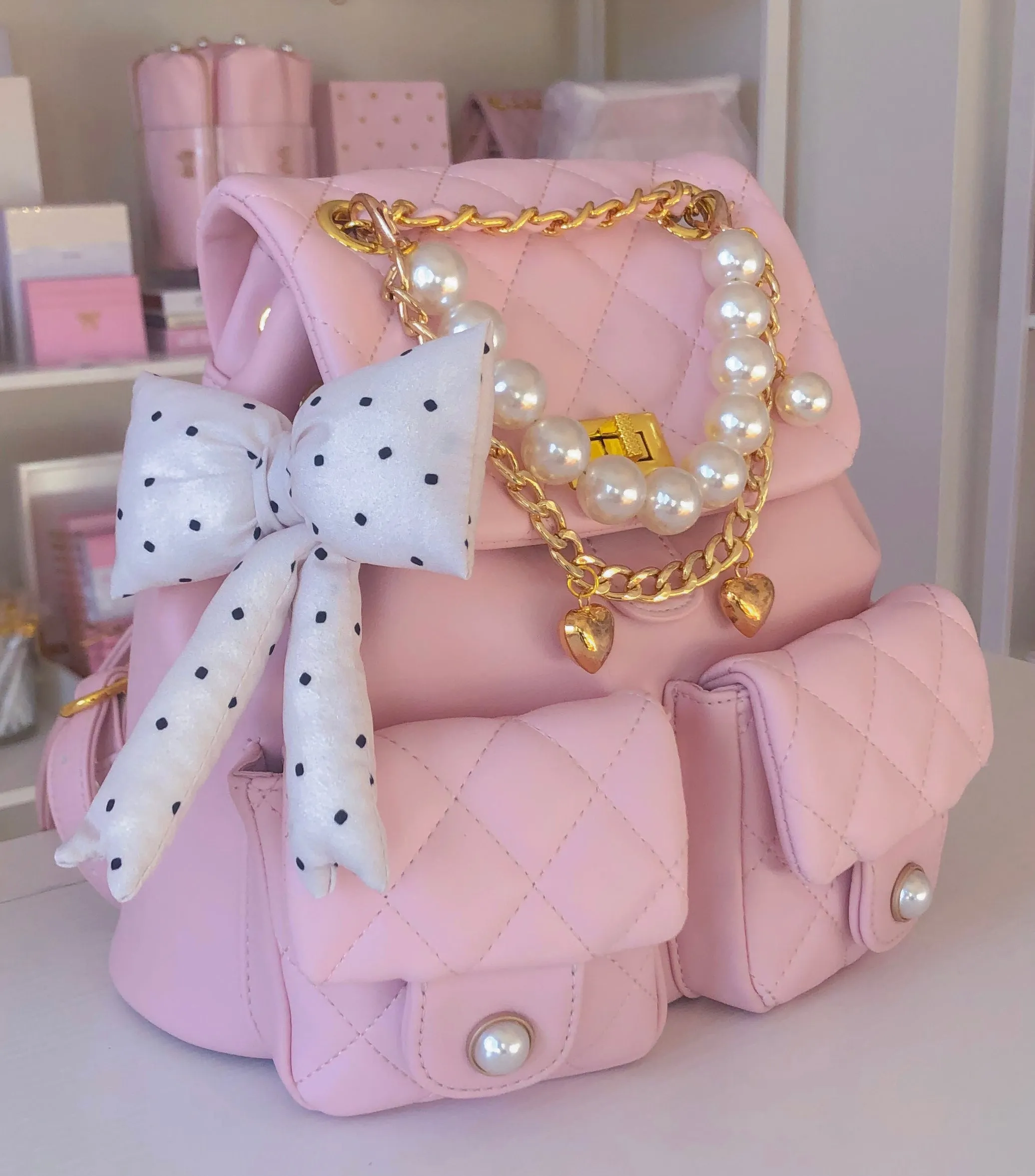 NEW! LUXURY PINK QUILTED BAG