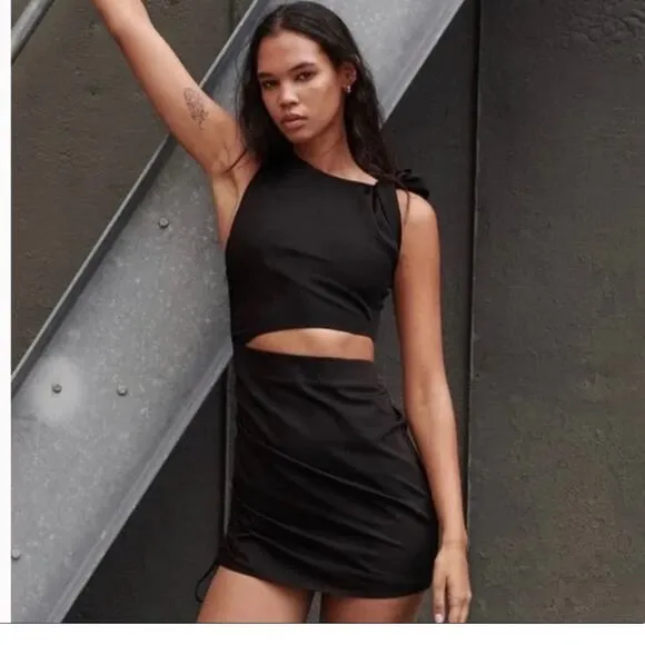 nwot zara cut out black mini dress xs
