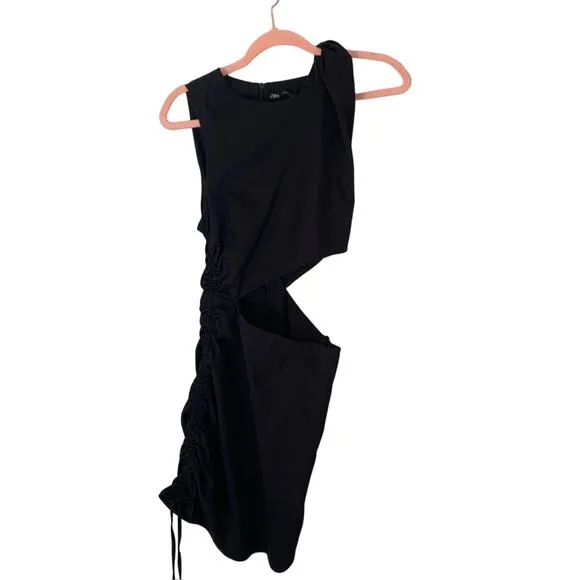 nwot zara cut out black mini dress xs