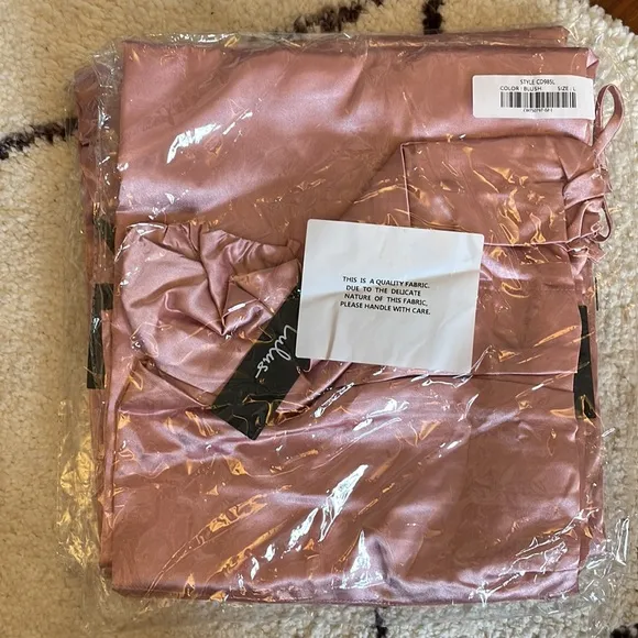 NWT Lulu’s Glow &amp; Behold Pink Satin Midi Dress Large