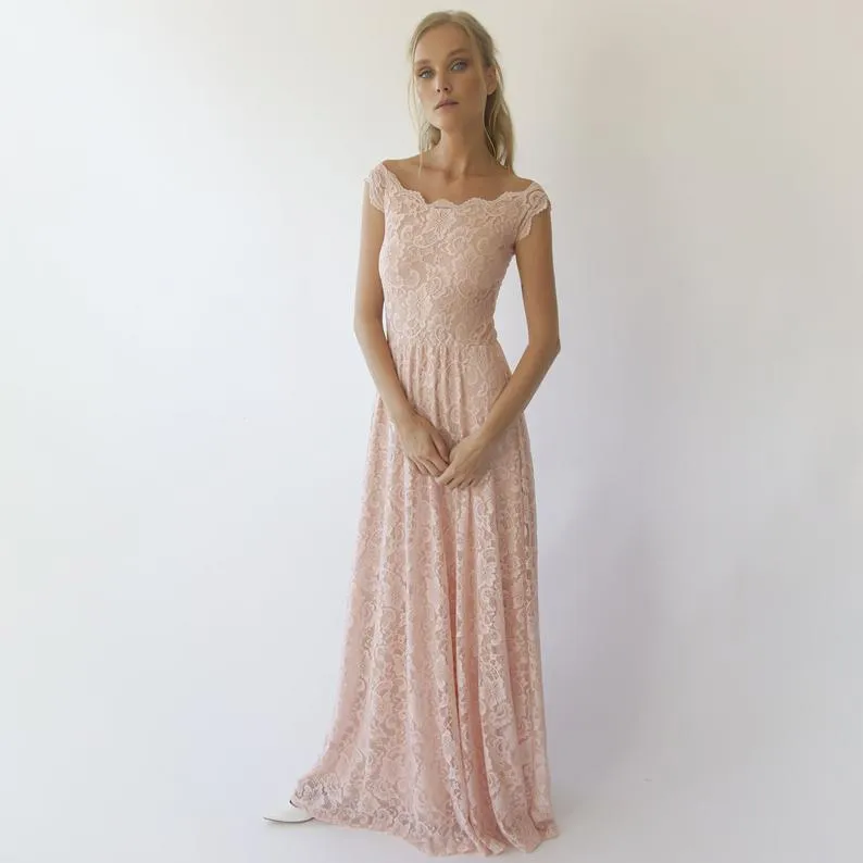 Off the shoulder short sleeves  wedding dress #1304