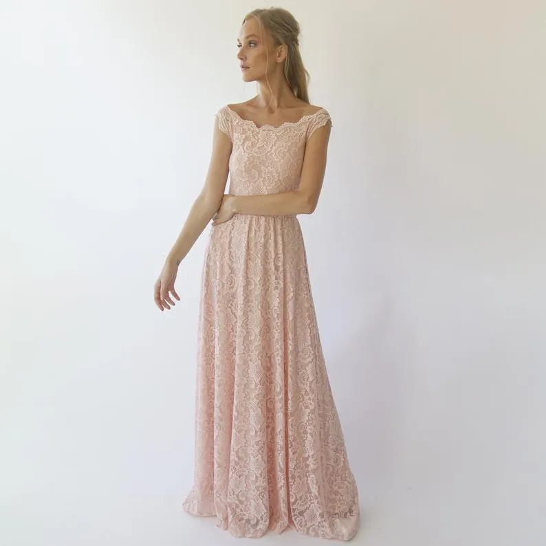 Off the shoulder short sleeves  wedding dress #1304