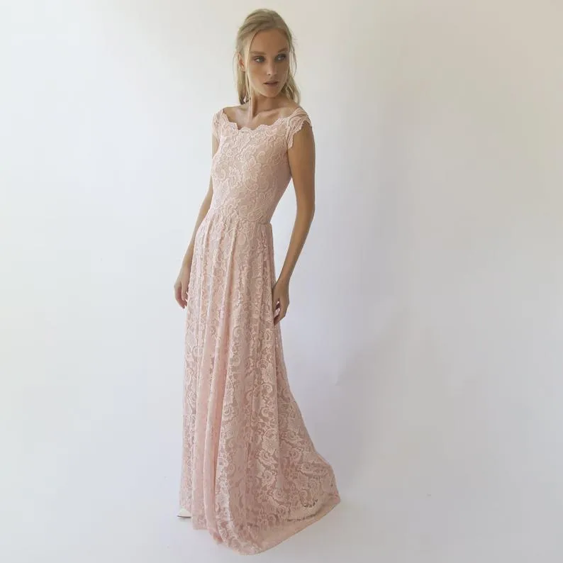 Off the shoulder short sleeves  wedding dress #1304
