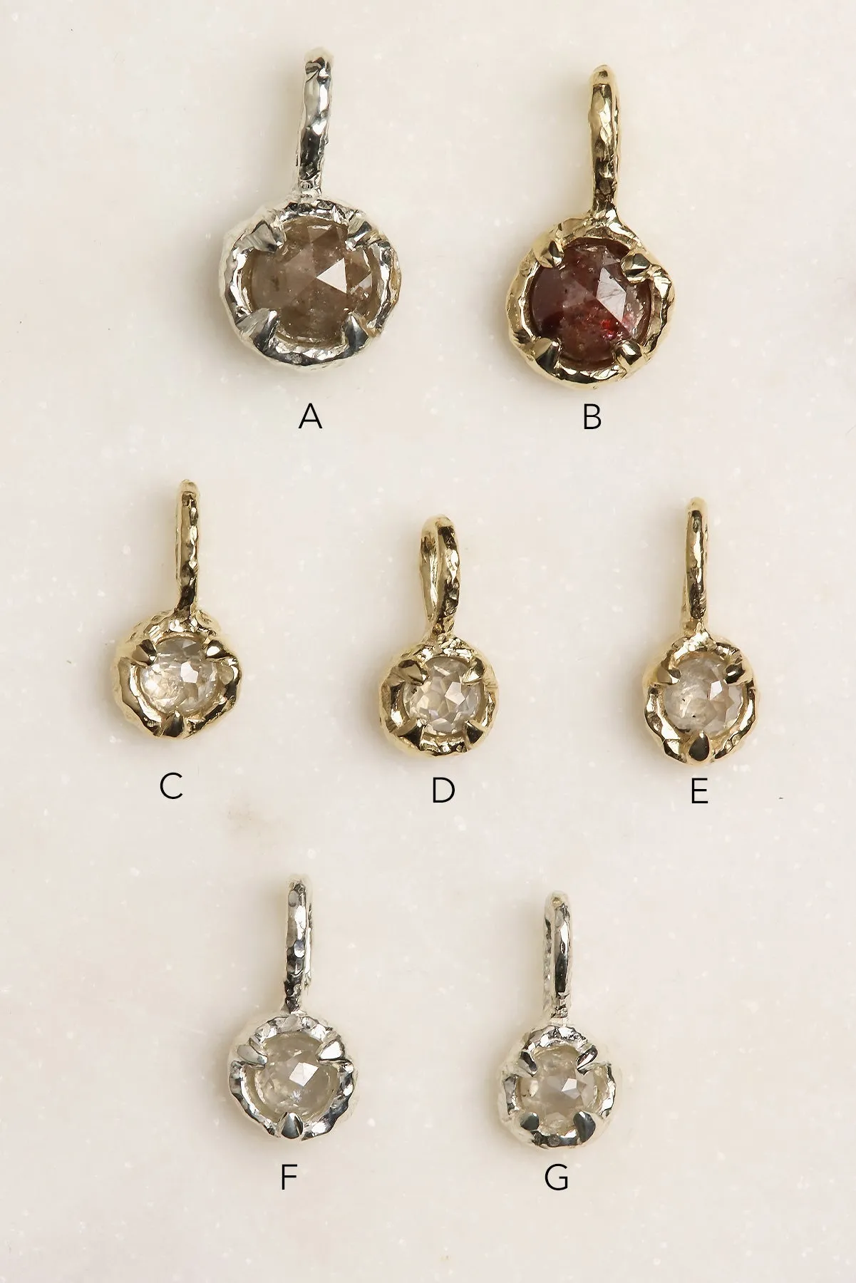 One of a Kind Rustic Diamond Charms (Ready To Ship)
