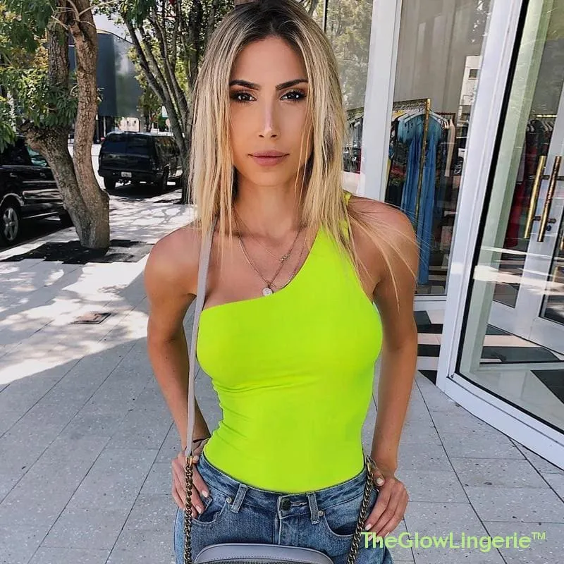 One-Shoulder Sexy Bodysuits  Neon Sexy Club