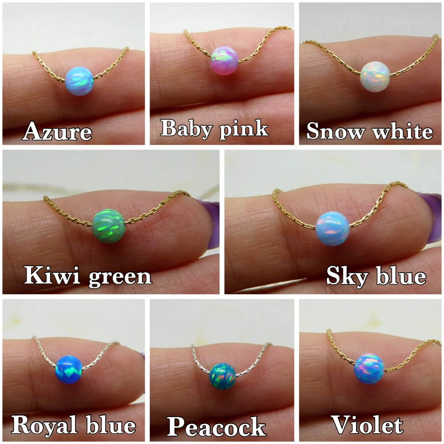 Opal Bead Necklace – Minimalist Elegance