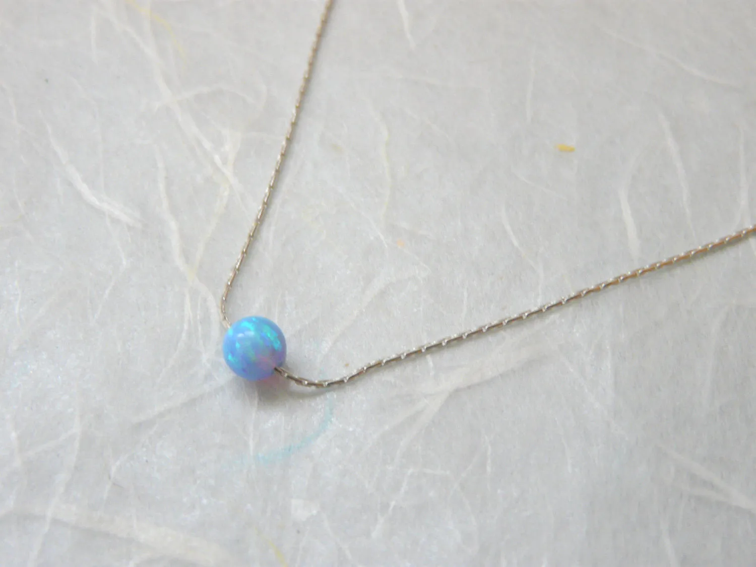 Opal Bead Necklace – Minimalist Elegance