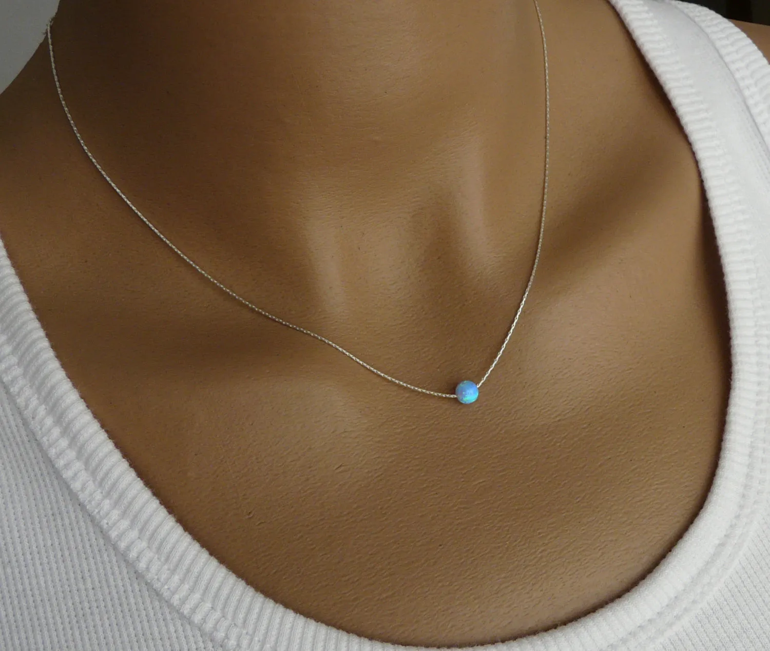 Opal Bead Necklace – Minimalist Elegance