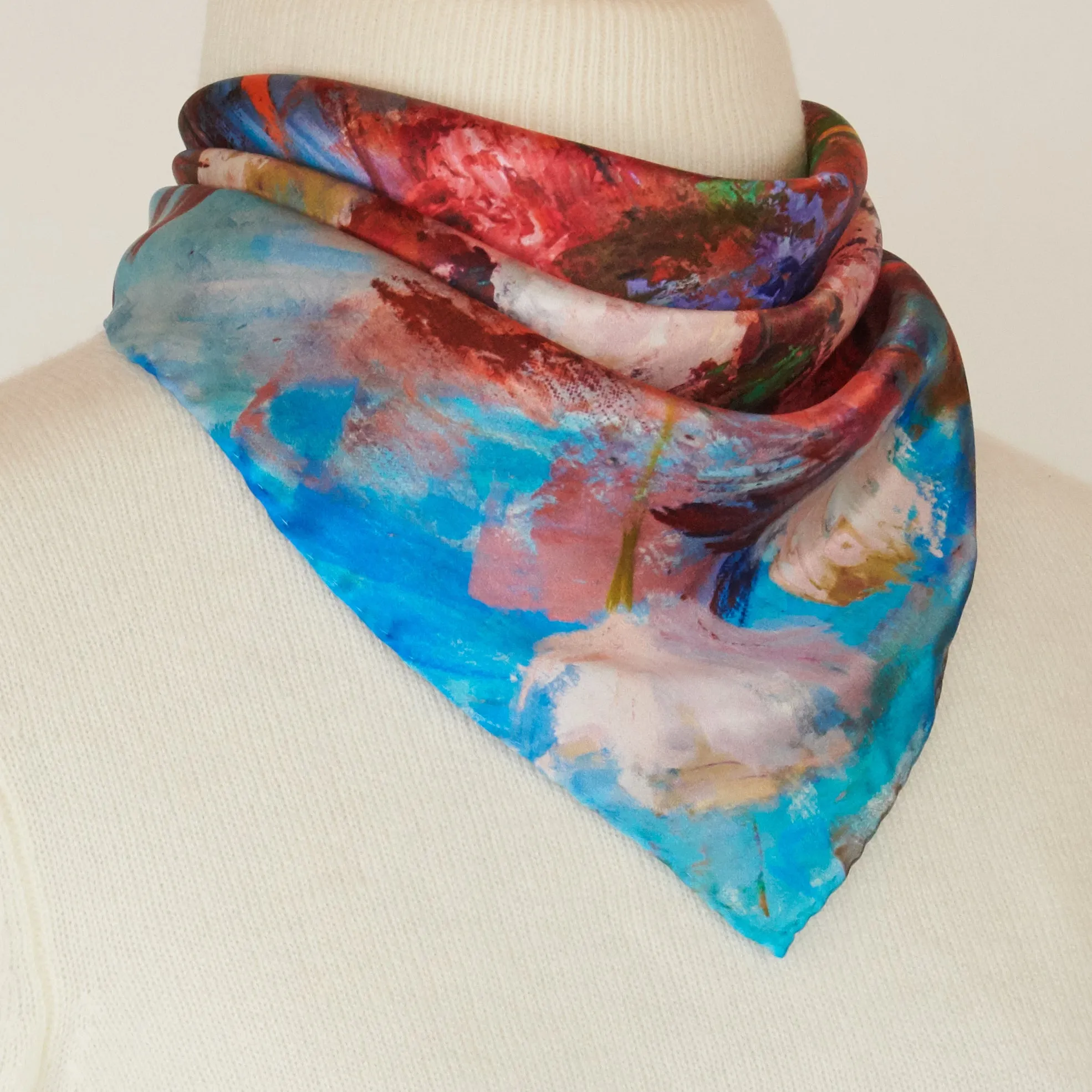 Orange Bouquet, 16.5-inch Square Italian Silk Scarf
