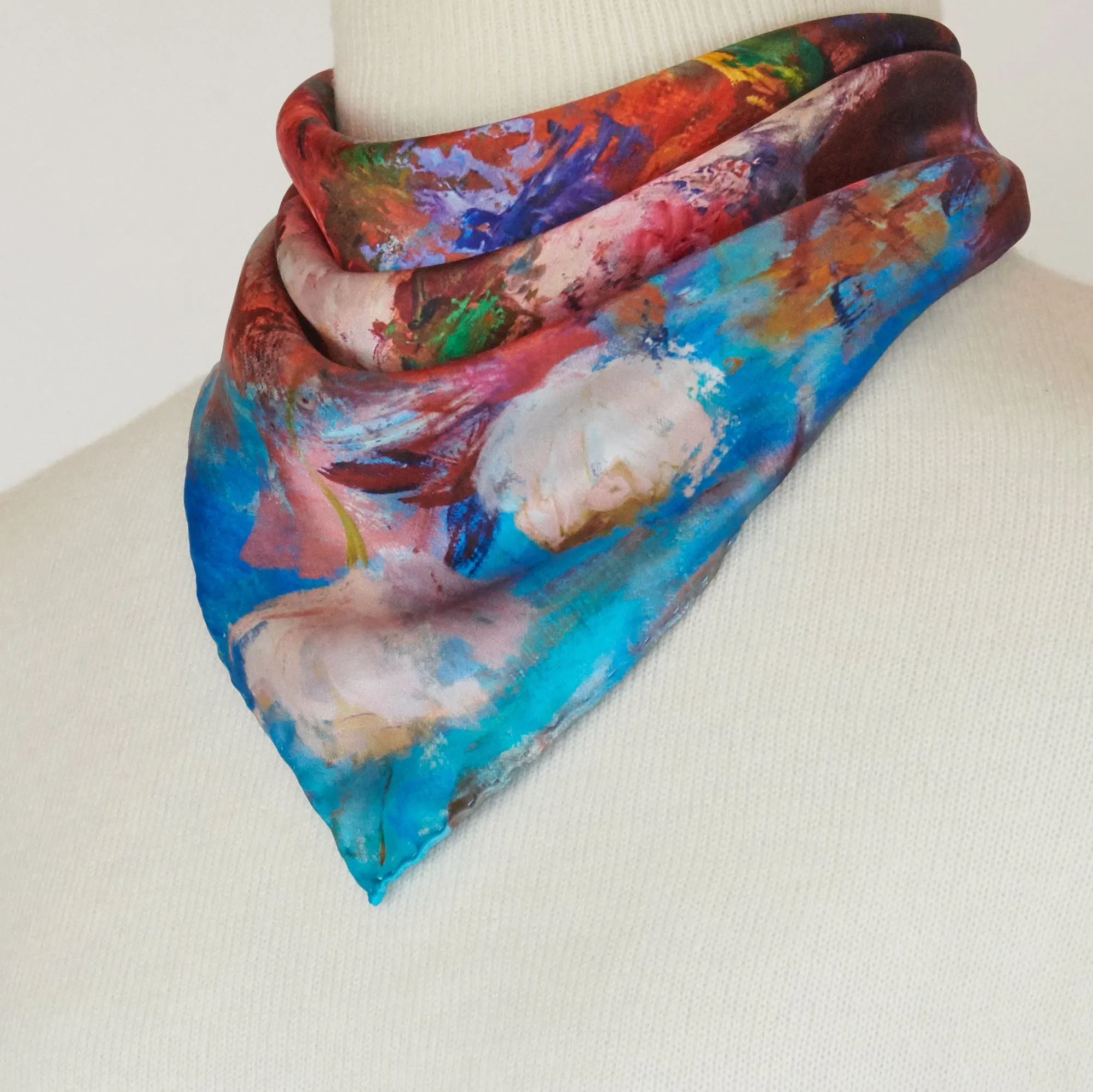 Orange Bouquet, 16.5-inch Square Italian Silk Scarf