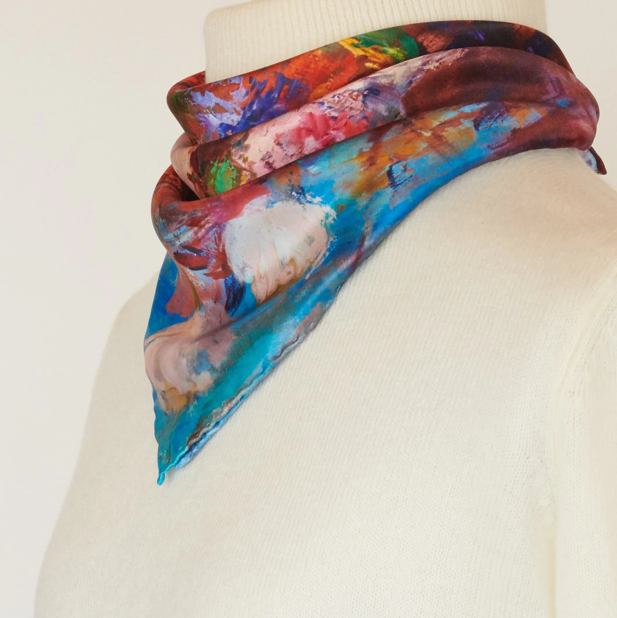 Orange Bouquet, 16.5-inch Square Italian Silk Scarf
