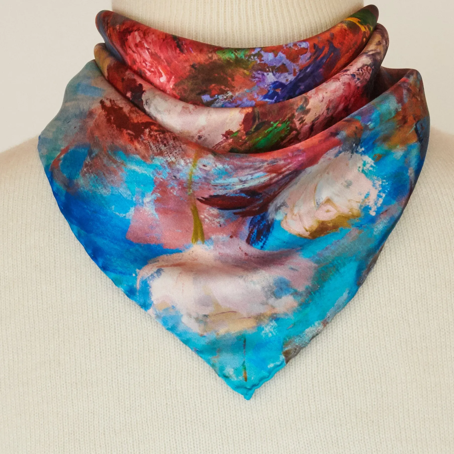 Orange Bouquet, 16.5-inch Square Italian Silk Scarf