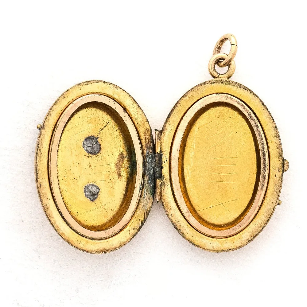 Oval Turquoise & Pearl Etruscan Revival Antique Locket