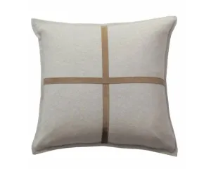 Palermo Cashmere Pillow with Cross Suede - Pearl